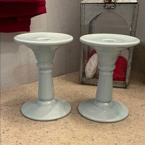 Chic Pastel Blue Candle Holders